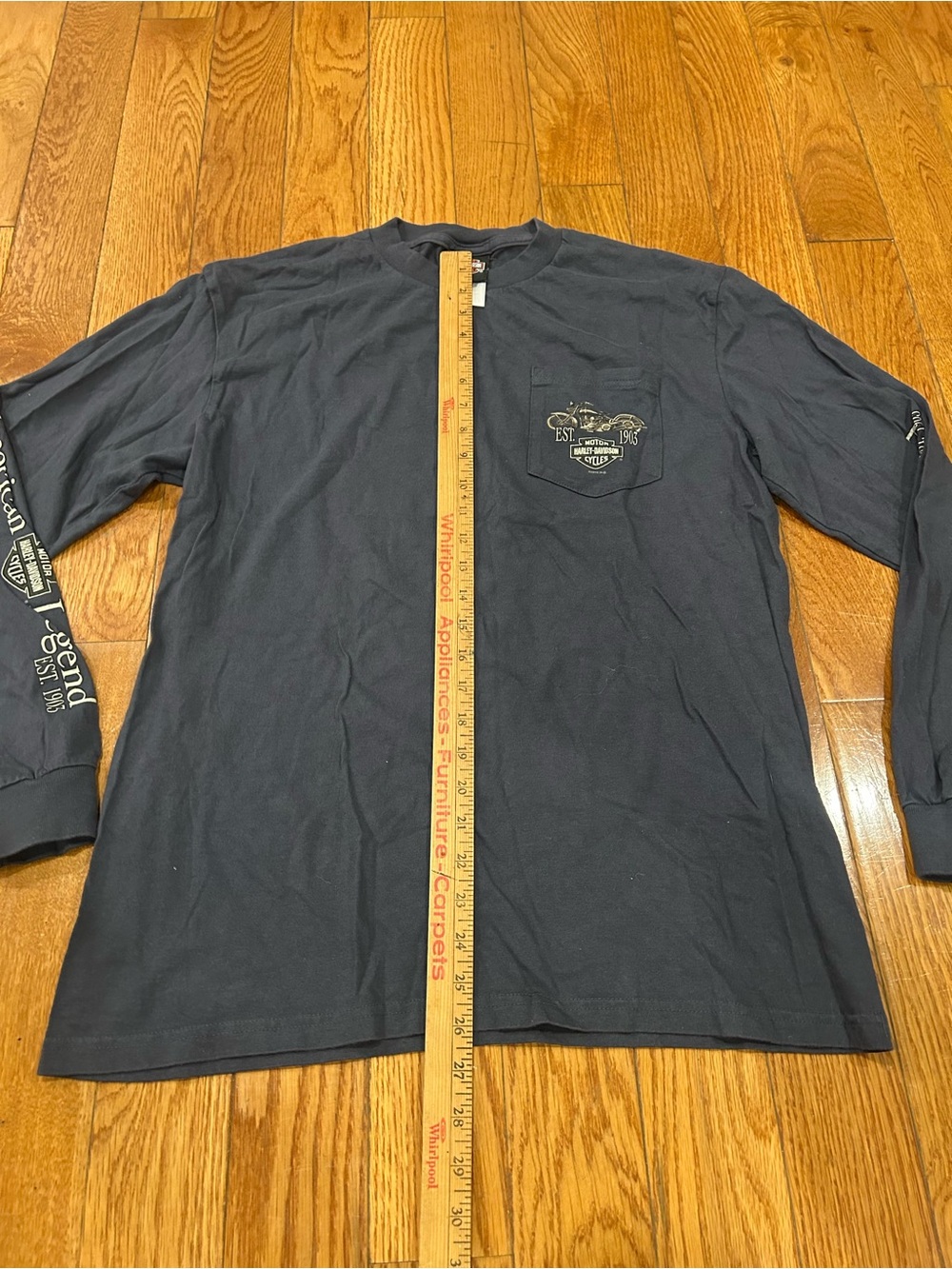Vintage Harley Davidson‎ Shirt L Tilley Salisbury NC Long Sleeve Pocket Tee Gray - Picture 3 of 8
